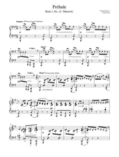 Debussy - Prelude Bk 1 No 12 Minstrels