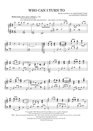 ボーカル　ビッグバンド譜面：WHO CAN I TURN TO? 無料楽譜】Who Can I Turn To（）／Bricusse Newly【JAZZ】
