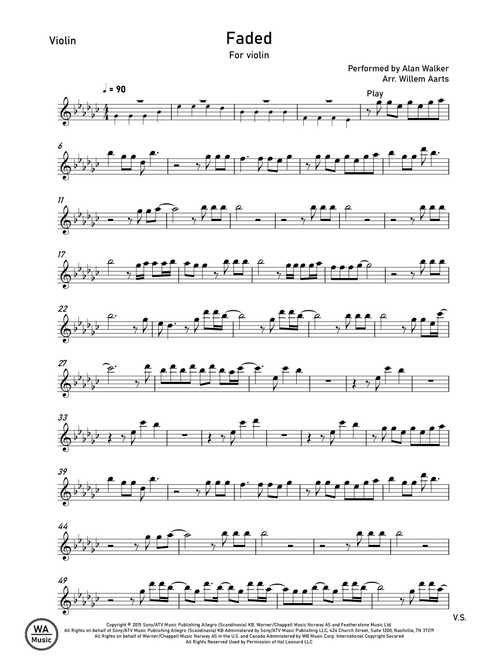 Faded (Arr. Willem Aarts) - Alan Walker (Violin Solo)