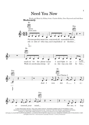 Need You Now Spartito di Lady Antebellum-Arr.Bergdrew Browningthur Need You Now Spartito di Lady Antebellum-Arr.Bergdrew Browningthur