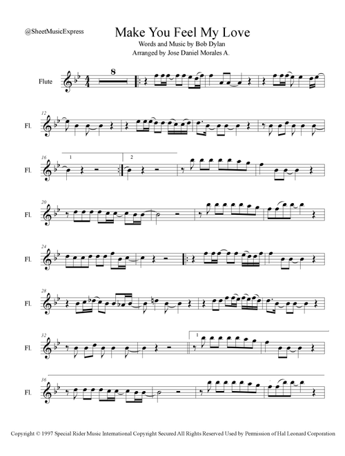 Make You Feel My Love (Arr. Jose Daniel Morales A.) - Bob Dylan (Flute Solo)