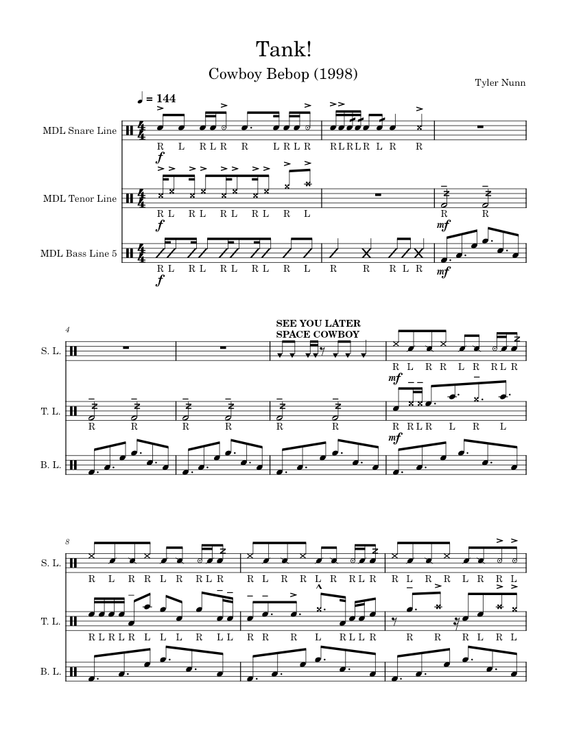 Tank! (Cowboy Bebop Opening) – Yoko Kanno Sheet Music for