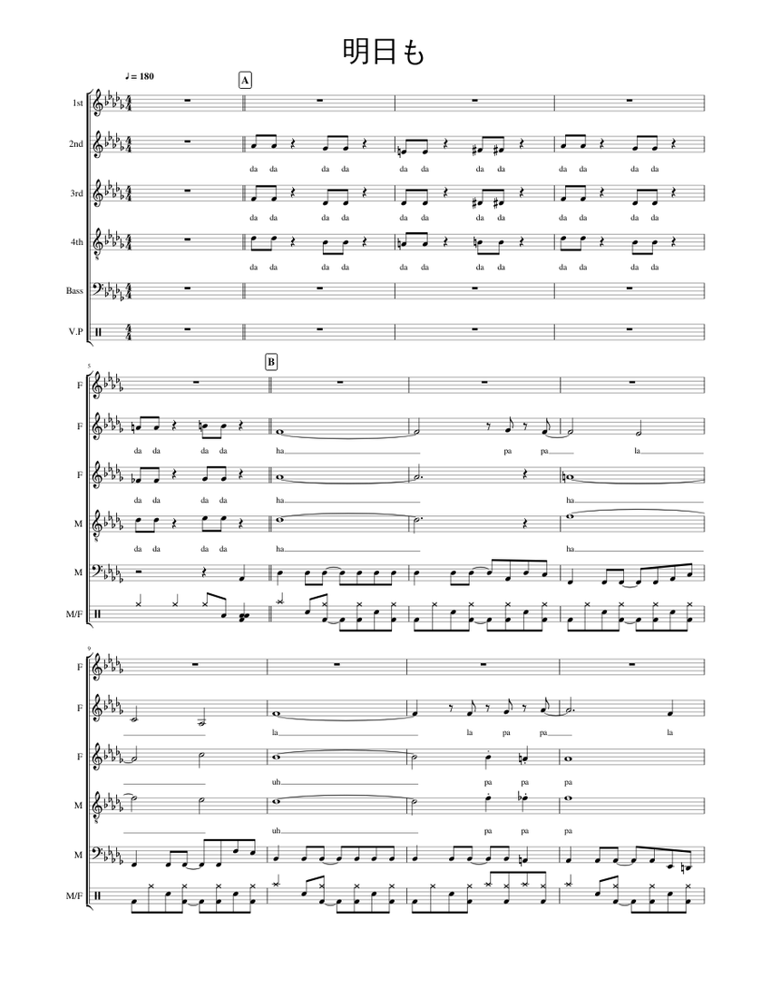 明日も Shishamo Sheet Music For Piano Drum Group Mixed Ensemble Musescore Com 明日も Shishamo Sheet Music For Piano Drum Group Mixed Ensemble Musescore Com