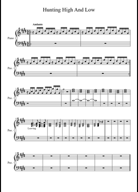 Free Hunting High And Low by Stratovarius sheet music