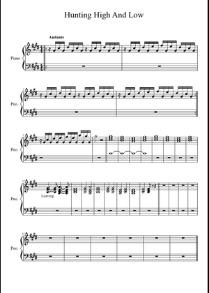 Hunting High & Low Sheet Music for Piano (Solo) Easy