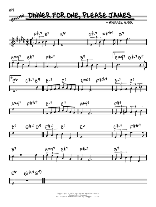 Dinner For One, Please James - Michael Carr (Real Book - Melody-Chords)