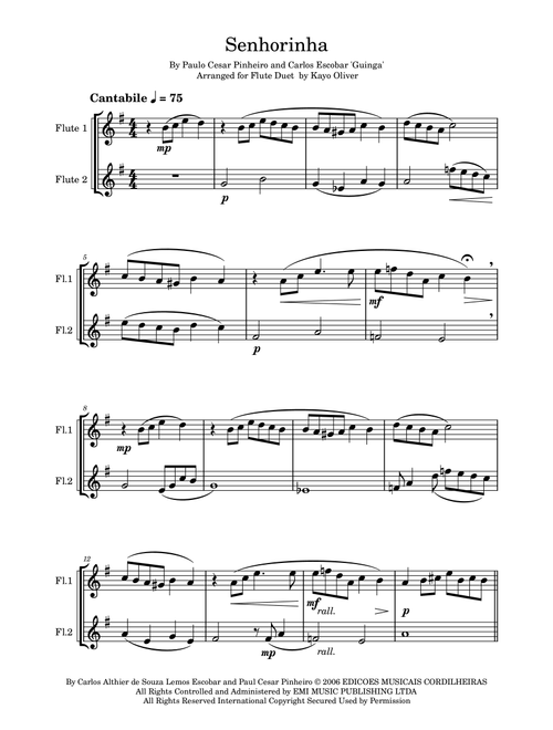 Senhorinha (Arr. Kayo Oliver) - Guinga (Instrumental Duet)