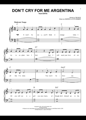 Don't Cry for me Argentina（ブラスバンド譜面）楽譜 Don't Cry for me Argentina（ブラスバンド譜面）楽譜 Madonna