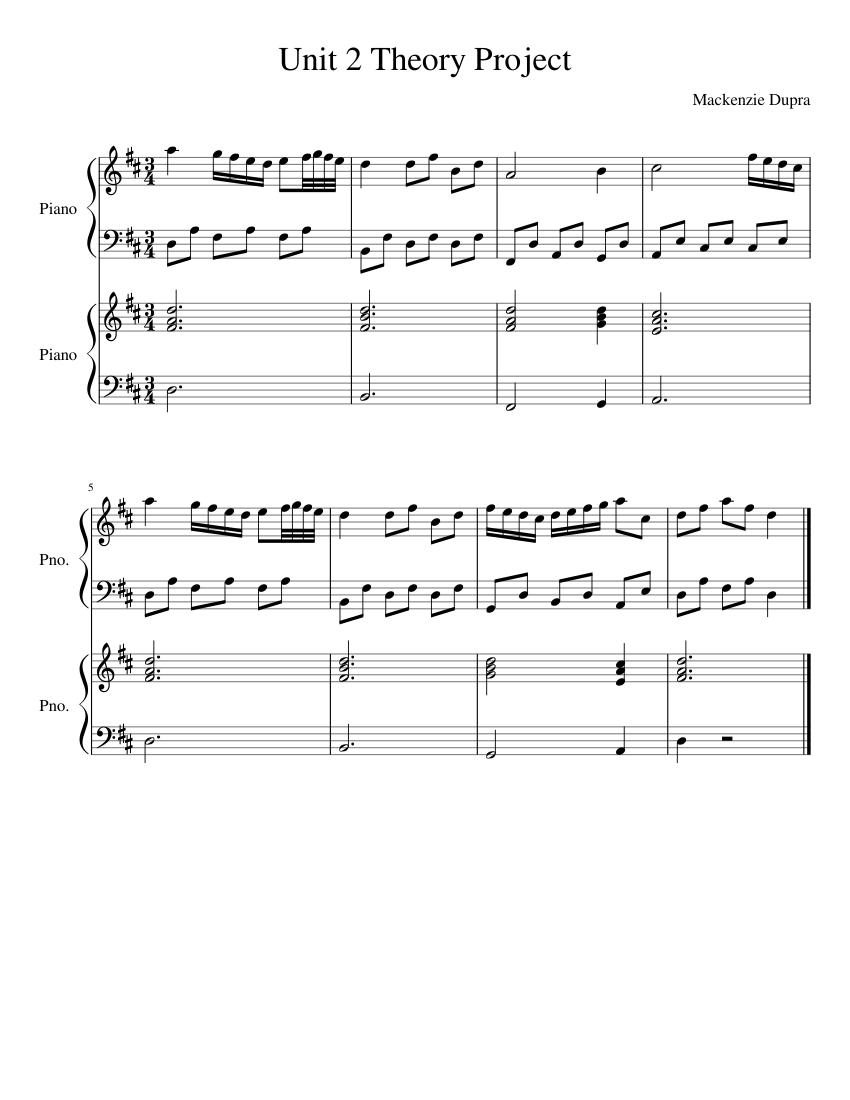 Unit 2 Theory Project Sheet music for Piano (Piano Duo) | Musescore.com