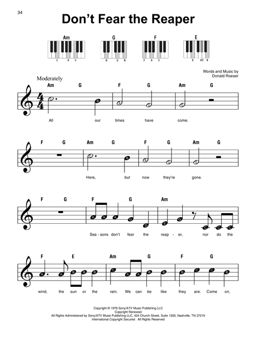 Don't Fear The Reaper - Blue Oyster Cult (Super Easy Piano)
