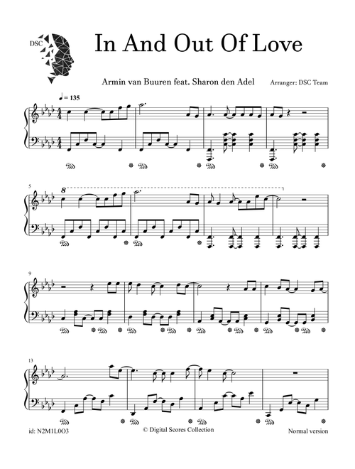 In And Out Of Love (Arr. Digital Scores Collection) - Armin Van Buuren, Sharon Den Adel, Benno De Goeij (Piano Solo)