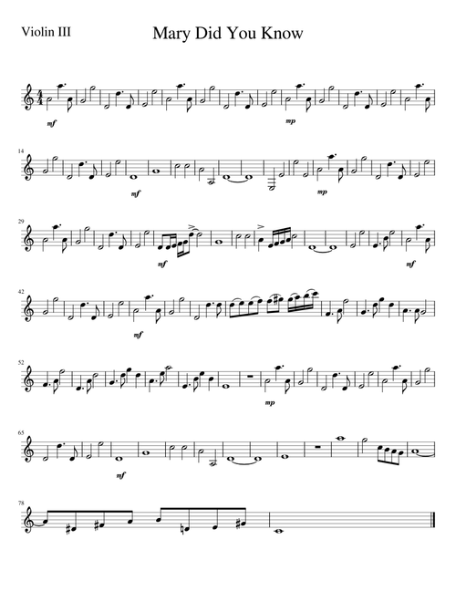 Mary Did You Know Violin 3