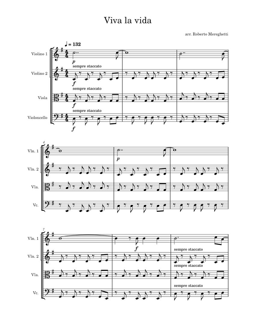 Viva la Vida – Coldplay Viva la Vida by Coldplay Sheet Music for Violin ...