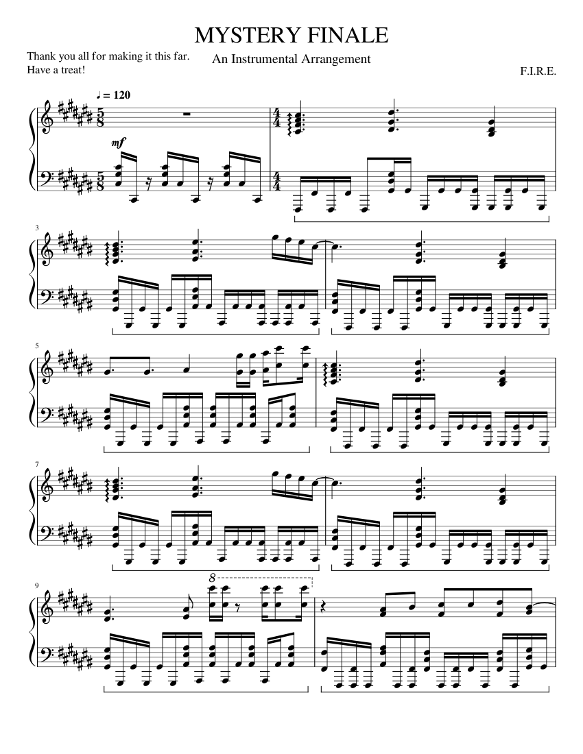 最上の品質な 100 – MYSTERY FINALE Sheet Music for Piano (Solo カレンダー