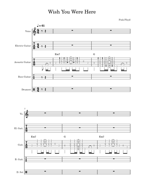 Wish you were here – Pink Floyd Wish You Were Here  guitar ensemble