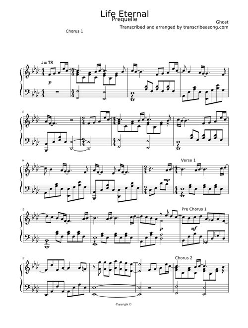 Life Eternal – Ghost (Piano advanced)