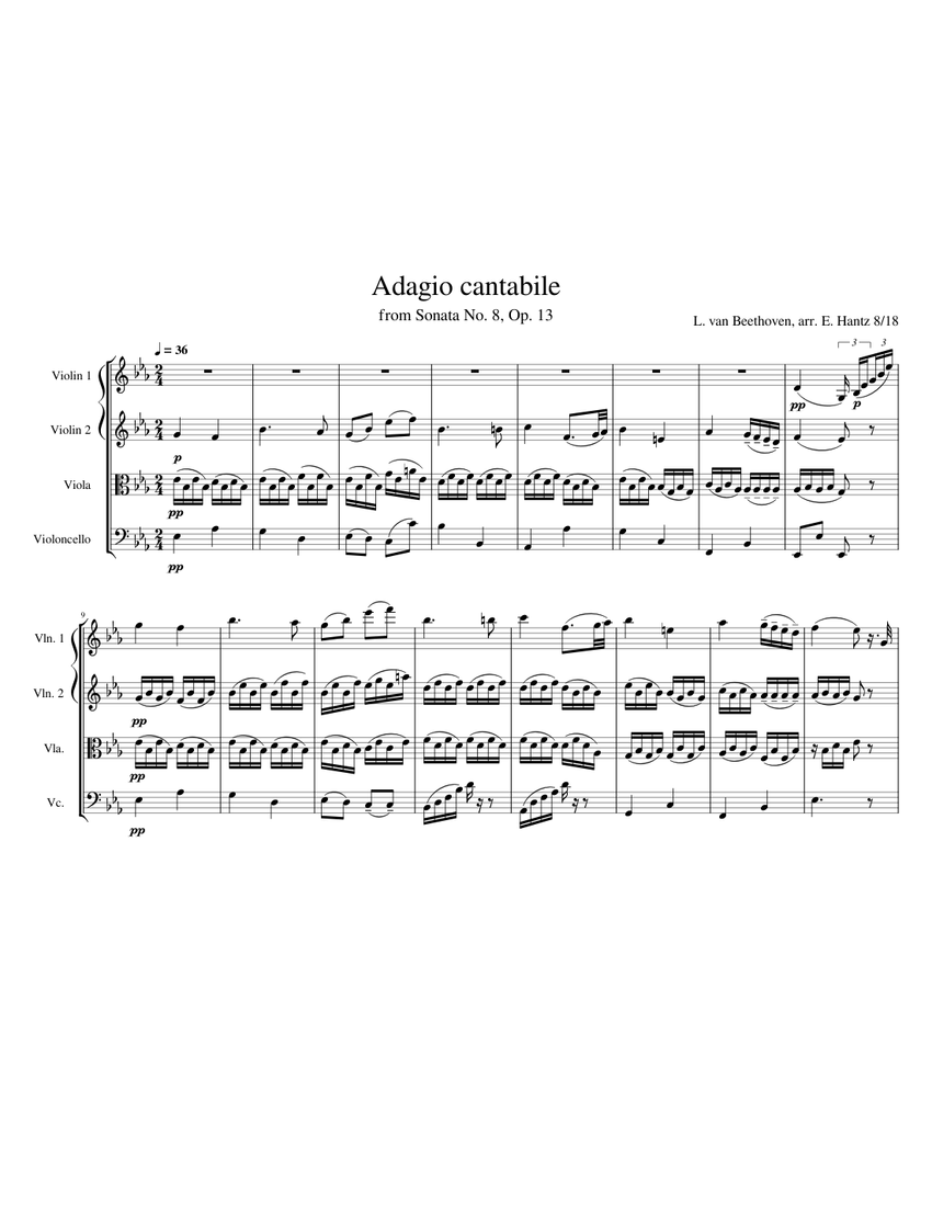 CELEBRE ADAGIO 吹奏楽　楽譜 Adagio Cantabile – Ludwig van Beethoven Sheet Music for