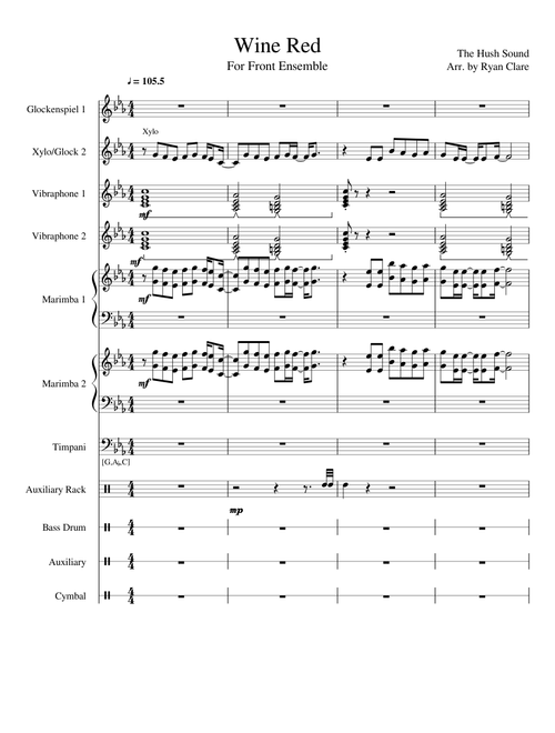 Wine Red - The Hush Sound (Arranged for JMHS 2016 Percussion Ensemble)