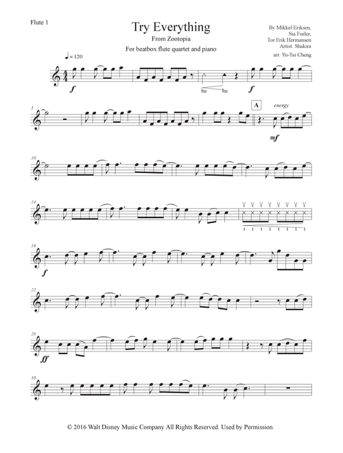 Try Everything (Arr. Yu-Tai Cheng) - Shakira (Woodwind Ensemble)
