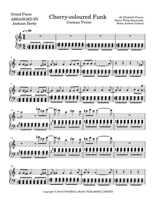 Cherry-Coloured Funk (Arr. Jackson Derby) - Cocteau Twins (Piano Solo)