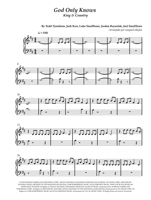 God Only Knows (Arr. ezequiel edições) - King & Country (Easy Piano)