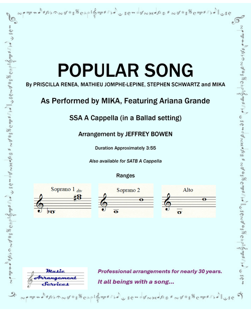 Popular Song (Arr. Jeffrey Bowen) - Mika (Choral, SSA)