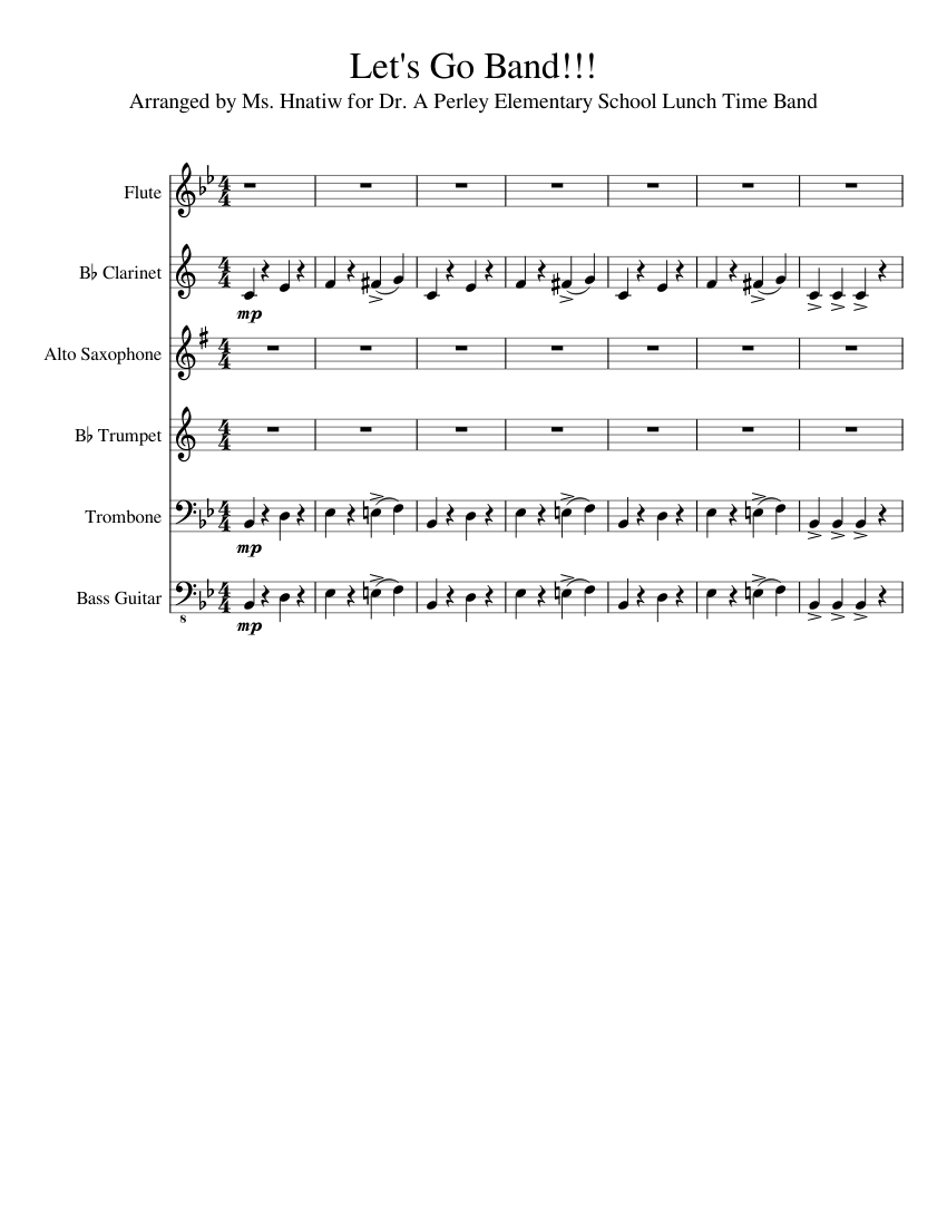 Let s Go Band!! Sheet Music for Trombone, Flute, Clarinet in b-flat ...