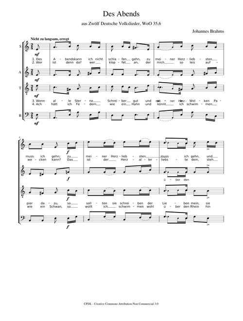 Des Abends WoO 35,6 - Johannes Brahms