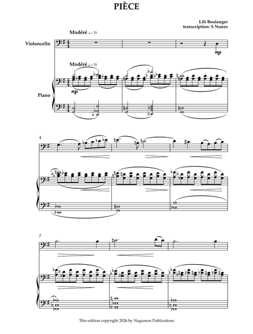 Pièce (Arr. Steven Nunes) - Lili Boulanger (Cello and Piano)