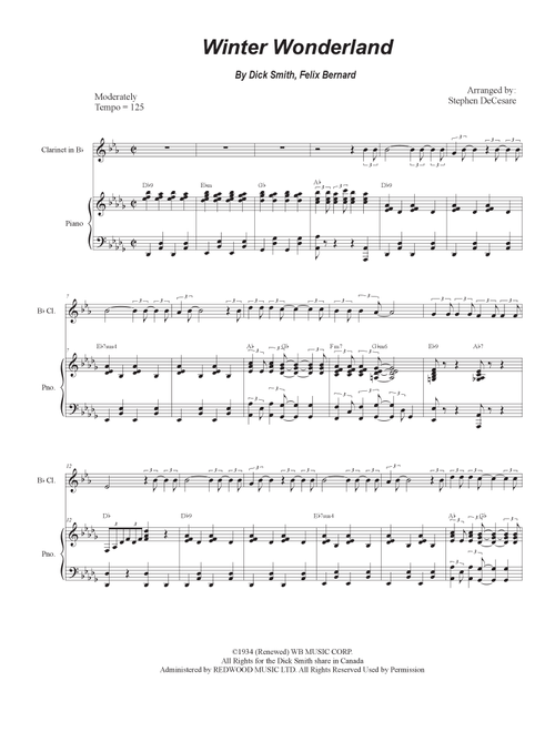 Winter Wonderland (Arr. Stephen DeCesare) - Brad Paisley (Clarinet and Piano)