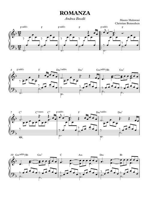 Romanza (Arr. Christian Bennedsen) - Andrea Bocelli (Piano Solo)