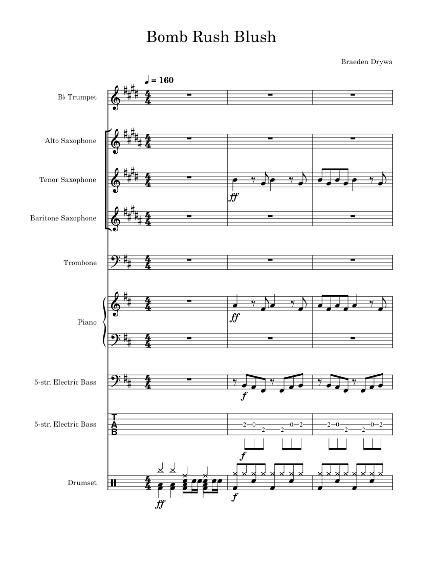 Bomb Rush Blush Koji Kondo Sheet music for Piano, Trombone, Saxophone