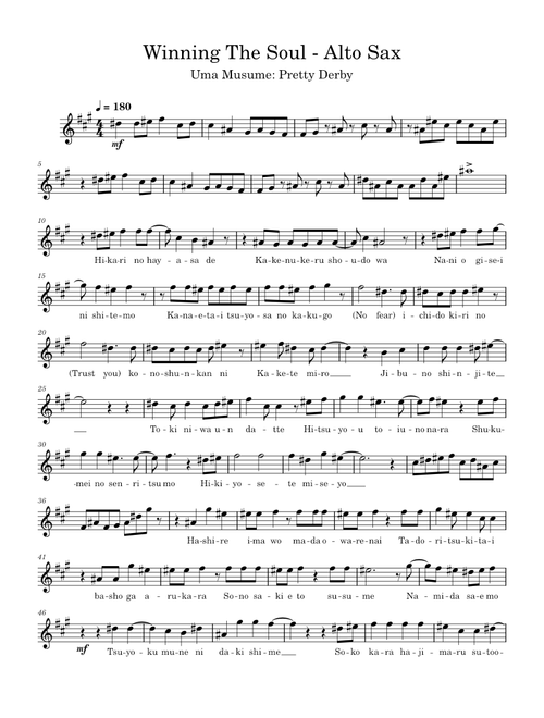 Winning The Soul - Alto Sax