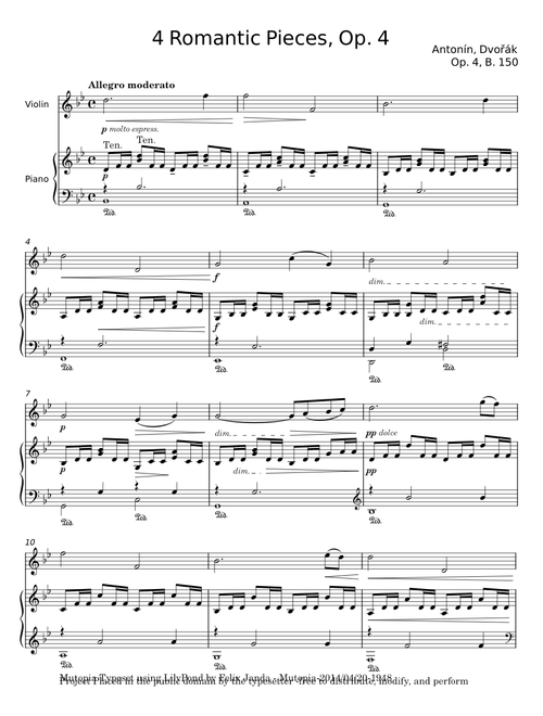 4 Romantic Pieces, Op.75 - Antonín Dvořák