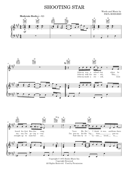 Shooting star - Bad Company (Piano-Vocal-Guitar)
