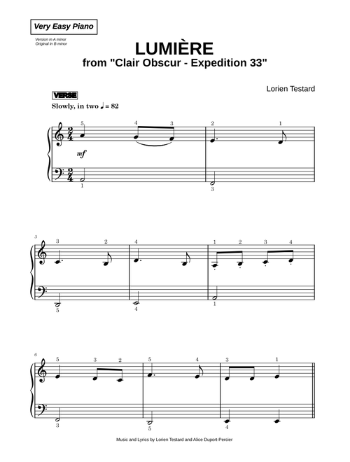 Lumière [from Clair Obscur: Expedition 33] - Lorien Testard (Very Easy Piano)