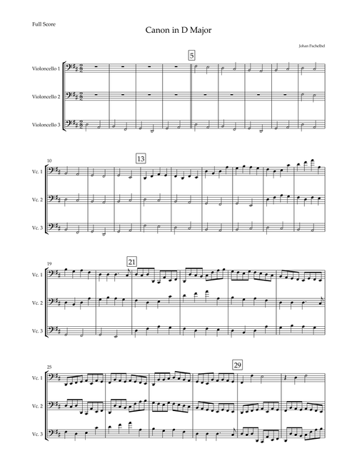 Canon in D Major (Johann Pachelbel) for Cello Trio (Arr. Fabio Britto) (String Ensemble)