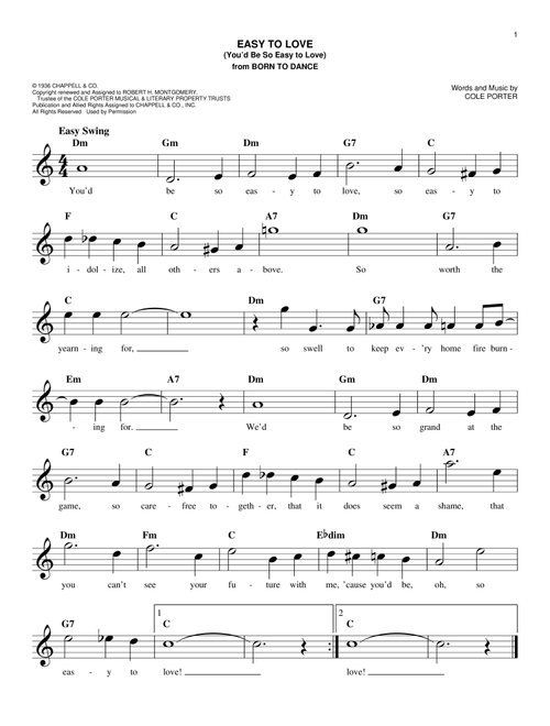 Easy To Love (You'd Be So Easy To Love) - Cole Porter (Easy Lead Sheet - Fake Book)