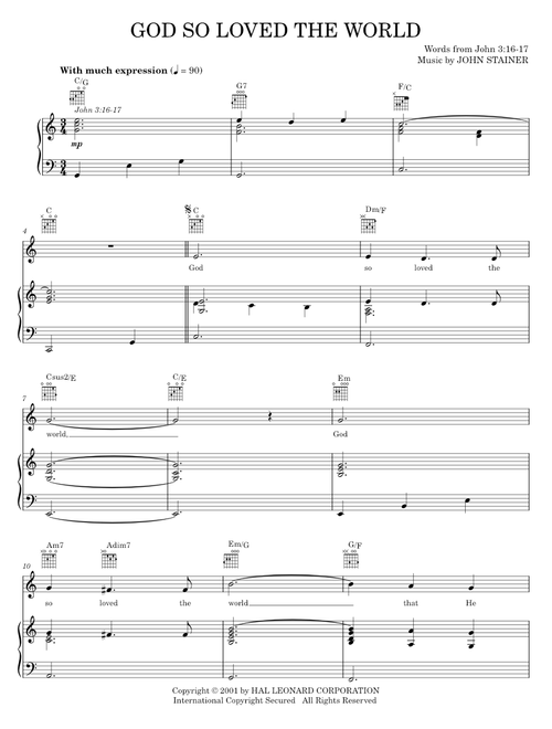 God so loved the world - John Stainer (Piano-Vocal-Guitar)