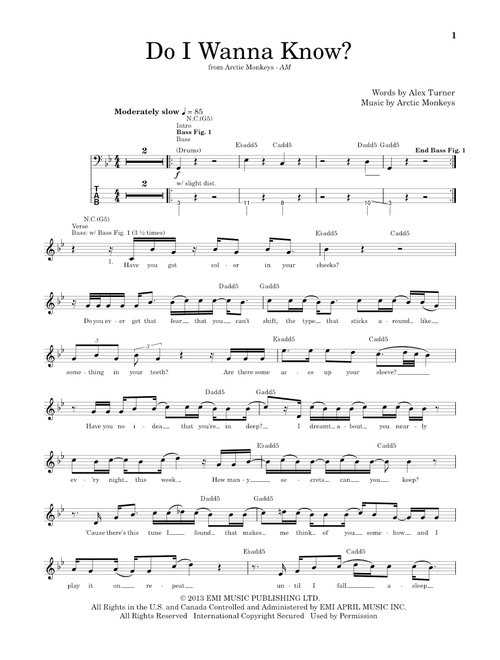Do I Wanna Know? - Arctic Monkeys (Bass Tab)