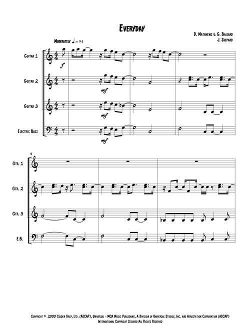 Everyday (Arr. Jeremy Shepard) - Dave Matthews Band (Guitar Ensemble)