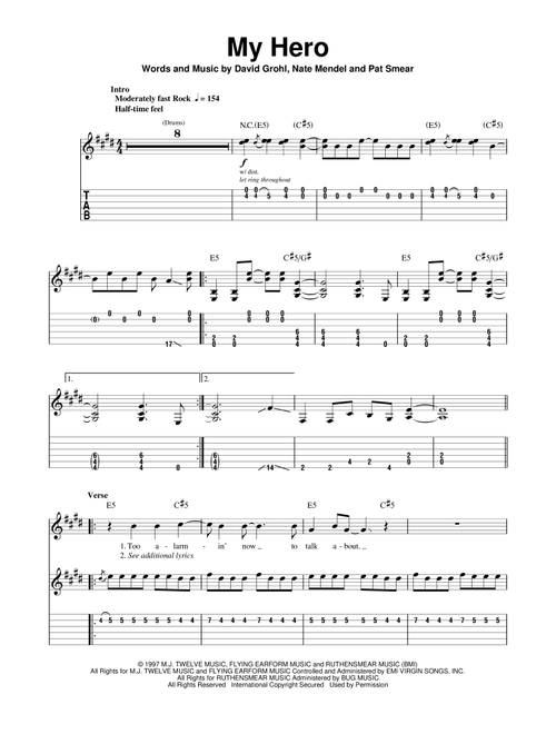 My Hero - Foo Fighters (Guitar Tab Play-Along)