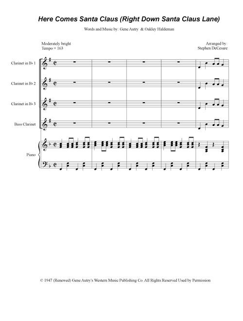 Here Comes Santa Claus (Right Down Santa Claus Lane) (Arr. Stephen DeCesare) - Gene Autry (Woodwind Ensemble)