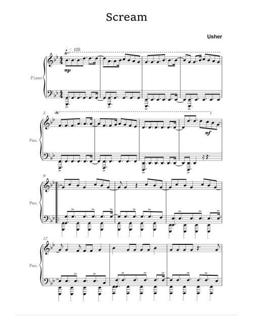 Scream (Arr. Usher) (Piano Solo)