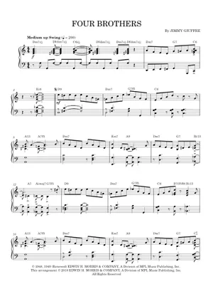 Four Brothers - Woody Herman Sheet Music for Piano, Trombone Four Brothers - Woody Herman Sheet Music for Piano, Trombone
