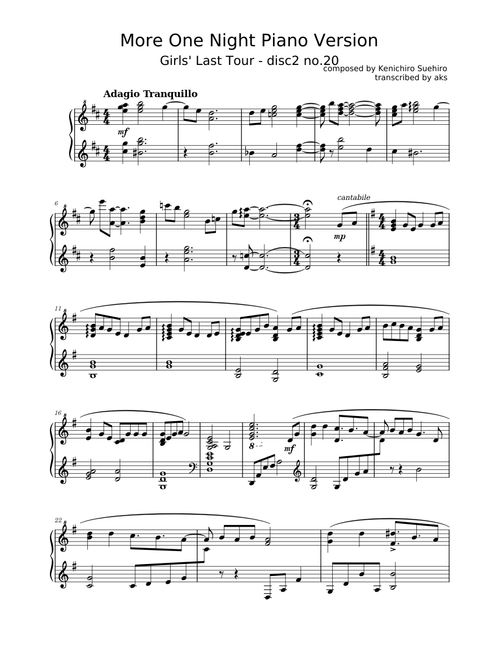 More One Night Piano Version – Kenichiro Suehiro