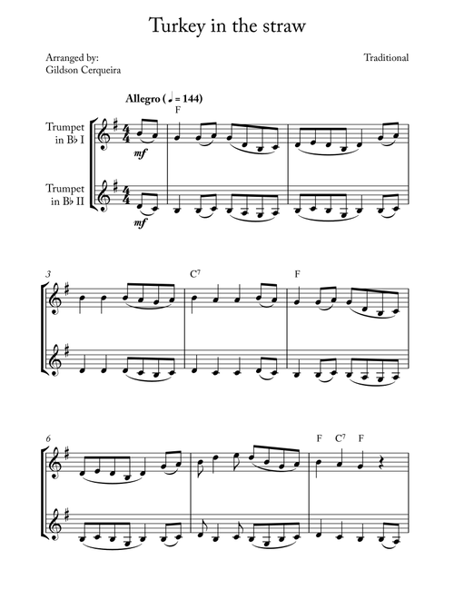Turkey in the straw (Arr. Gildson Cerqueira) - Traditional (Trumpet Duet)