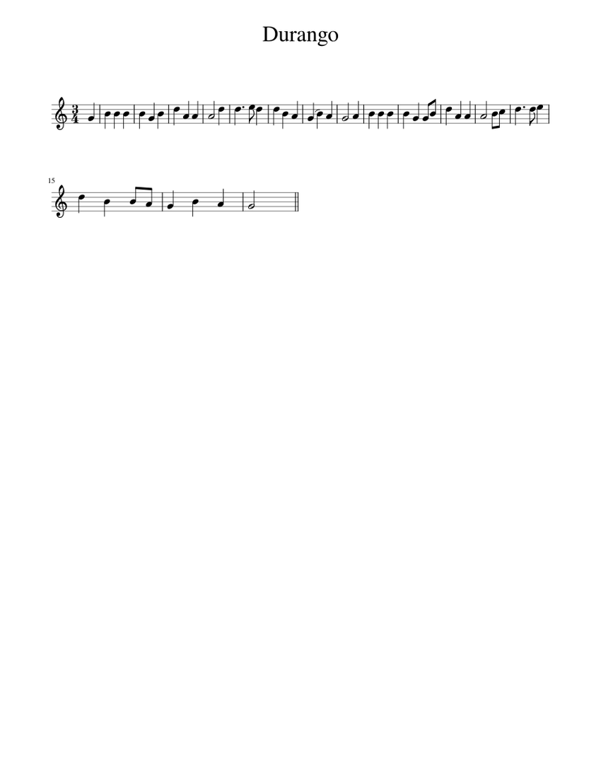 Durango Sheet Music for Piano (Solo) easy | MuseScore.com
