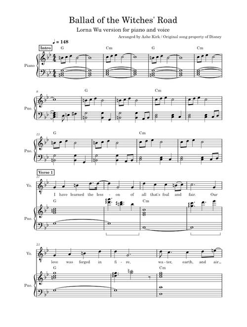 Ballad of the Witches' Road (Lorna Wu version for Piano and Voice)