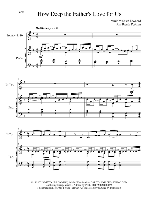 How Deep The Father's Love For Us (Arr. Brenda Portman) - Phillips, Craig & Dean (Trumpet and Piano)